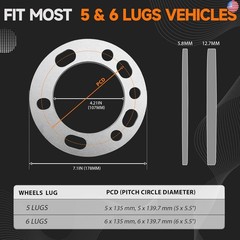 LUJIANI 4 Pack Universal Wheel Spacers, 2/9″ (5.8 mm) Die Cast Replacement
