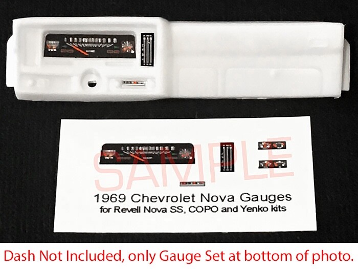 1969 CHEVROLET NOVA SS COPO YENKO GAUGE FACES for 1/25 REVELL kits—PLEASE READ