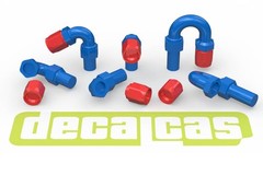 Decalcas 1/12 Detail-Up Parts 2mm Hose Joints (Set #2) Resin & Braid #DCL-PAR078