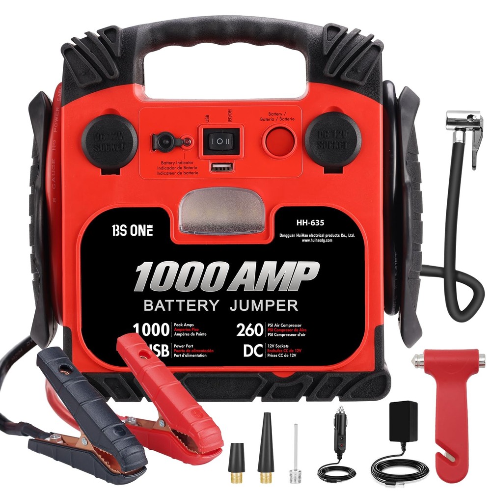 BS ONE 1000 Amp Peak Current Car Jump Stater 12V Lead Acid Battey Jump Box with
