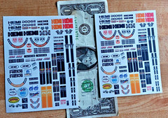 WATER SLIDE WHITE DECALS 1:24 & 1:32 NASCAR MIGHTY MOPAR DODGE CHARGER HEMI