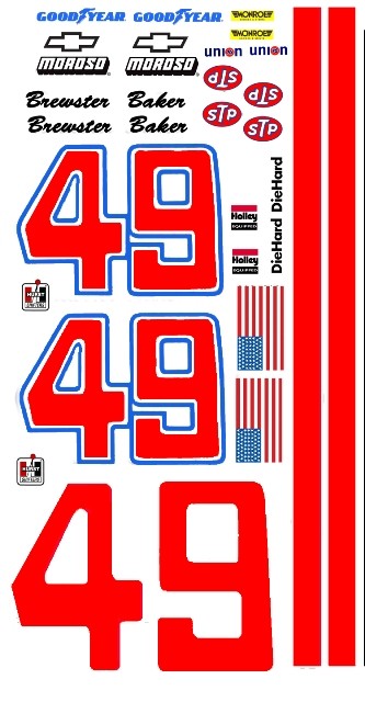 #49 Brewster Baker Chevy Short Track 1/24th – 1/25th Scale Decals