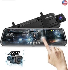 10” Mirror Dash Cam Night Vision 1080P FHD Full Touch Screen Front and Rear