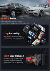 4K 3 Channel Dash Cam Front and Rear Inside, Wi-Fi Full HD Dash Camera for
