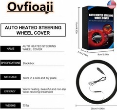 12V Heated Steering Wheel Cover Steering Wheel Warmer 14.5-15.5 Inch Steering