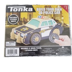 Tonka 3D Police Car Wood Model Kit Build Your Own Kids DIY Craft Set New Sealed