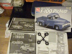 AMT 1953 Ford 1/25 scale parts from kit.includes stock engine and more