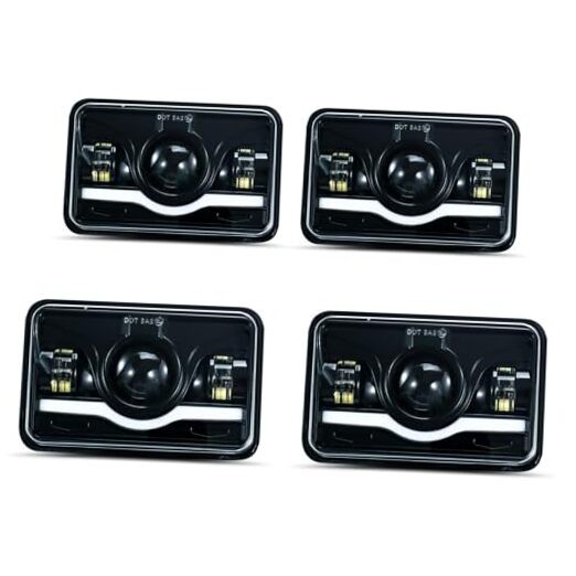 4pcs 4″ x 6″ square white Headlights HI/LO Beam Compatible for 4pcs 4 X 6 inch