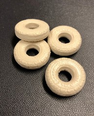 4 white rubber Firestone TIRES for National Products Promo Car/truck 1 – 1/16″
