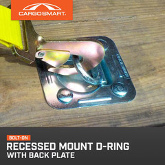 Heavy-Duty Bolt on Recessed Mount D-Ring with Back Plate 3/8 In. Dia, 4 -1/2 In.