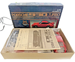 Vintage 1980s Union Red Porsche 930 Turbo Plastic Model Kit Open Box
