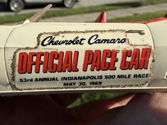 VTG 1969 Chevrolet Camaro SS Indianapolis 500 Pace Car Dealer Promo Model Toy