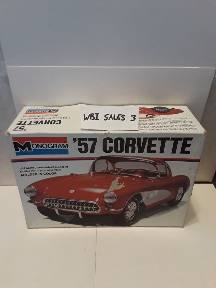 Monogram 1957 Corvette Molded in Red Kit # 2227 Open Box