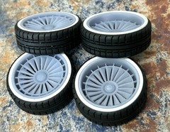 Resin 22 In. “Drift” Restomod Wheels, W/ One Inch Whitewalls,1/24 1/25 Scale