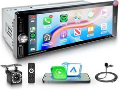 Car Stereo Single Din Wireless Carplay 6.9 inch Touch Screen Android Auto,