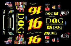 #16 Greg Biffle The Dog Bounty Hunter 2007 Fusion 1/24th – 1/25th Scale Decals