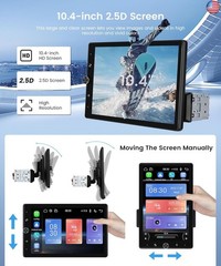 10.4 inch Single Din Car Stereo Wireless CarPlay Android Auto Mirror Link,