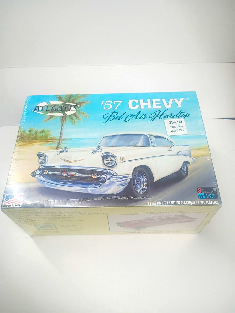 Atlantis ’57 Chevy Bel Air Hardtop 1:25 Plastic Car Model Kit Unassembled Sealed