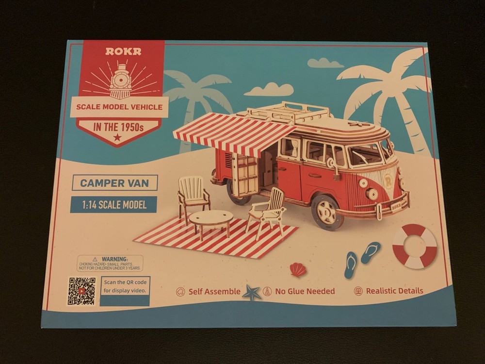 ROKR Vintage Volkswagen Red Camper Van Model Kit 1:14 Scale