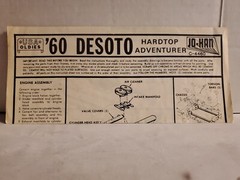Vintage Jo-Han USA Oldies ’60 Desoto Hardtop Adventurer C-4460 Instructions Only