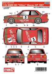 [ STUDIO 27 Decals ] 1/24 BMW M3 Hilton Macau GP 1987 for Aoshima/BEEMAX JP 4020