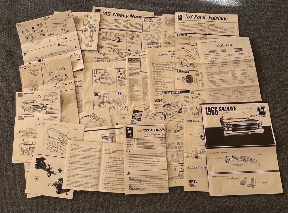 VTG Model Car Kit Instructions Directions Lot (25+) Monogram AMT Ertl Jo-Han