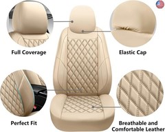 Premium Leather Car Seat Covers Front Pair,Universal Fit for