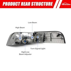 Headlight Assembly Compatible with Chrome Housing Amber Reflector Clear Lens