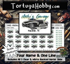 Custom Designed Garage Model Decals for your Diroma, Garage, Shop, or Model.