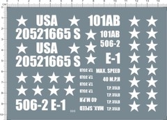 1/6 Scale WWII US Army 101 Military Vehicle Markings Model Water Decal