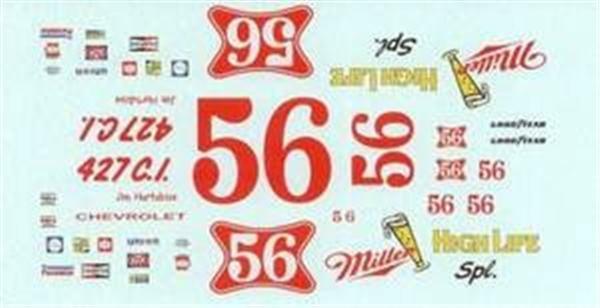 Winscals #56 Miller High Life Spl 1972 Jim Hurtibise Nascar decal