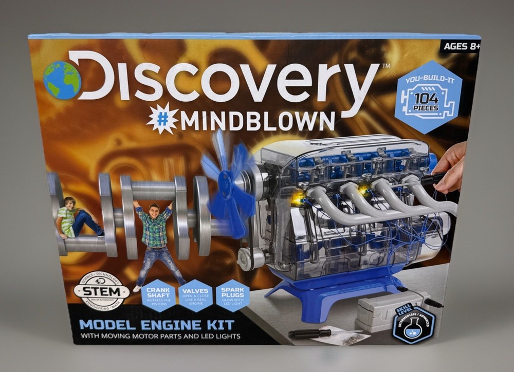 Discovery #Mindblown Model Engine Kit W/ Moving Motor Parts LED Light TS