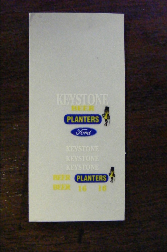 KEYSTONE PLANTERS FORD BEER 16 1/64 SCALE DECALS PEEL N STICK