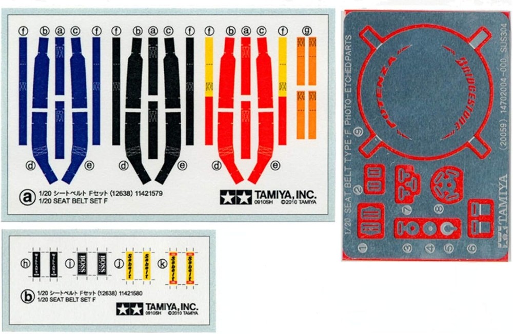 Tamiya 1/20 Seat Belt Set F Upgrade PARTS TAM 12638 Metal Parts New
