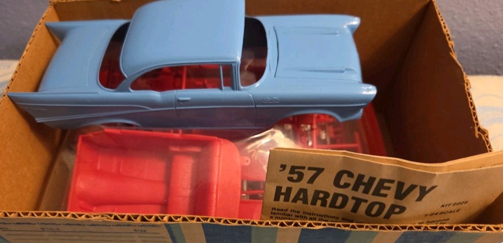 Vintage Monogram 1957 Chevy Hardtop Model Kit 2225 1:24 Scale RARE BABY BLUE