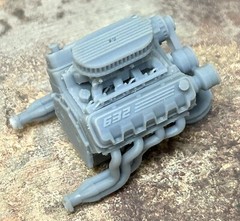 Resin Chevy 632 engine W/ Dual Carbs for scale model cars, 1/24 1/25