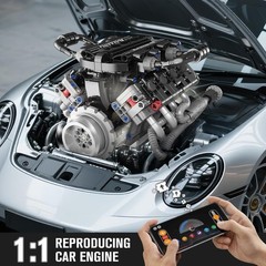 Visible Car Engine Model Kit V8 Engine Kit with Motor and Working Motor