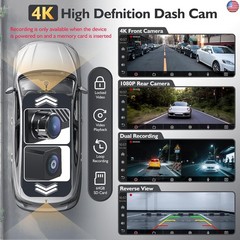 10.26″ Portable Carplay Screen for Car, 4K HD Car Stereo Touch Screen with