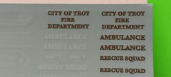 1959 Cadillac Ambulance 1/25 AMT Decal Sheet Dash Cluster Gauges City Of Troy MI