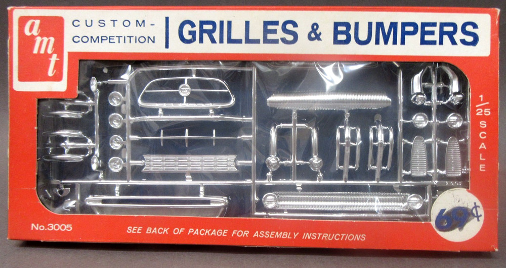 1960’s AMT 3005 Custom Competition GRILLES & BUMPERS 1:25 model kit MINT