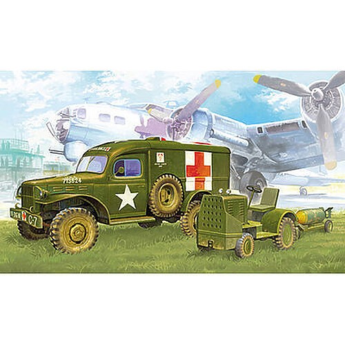 Academy WWII US Ambulance amp; Tow Truck – Plastic Model Military Vehicle Kit