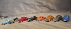 Lot of 8, 1/87, HO Scale, VTG 60’s Marx E.L.M Autos, VW BMW Jeep Mercedes Jaguar