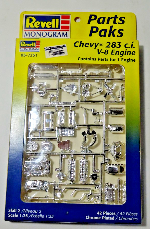 Vintage Revell Monogram Parts Paks Accessories Chevy 283 V-8 Engine 85-7251