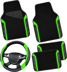 Leather Steering Wheel Cover and Waterproof Car Floor Mats,Microfiber Universal
