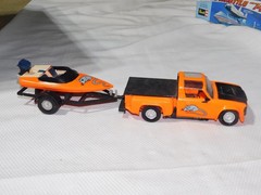 1970s REVELL RIVER RAT Model Kit Chevy Luv Pickup Boat Trailer BUILT ORANGE