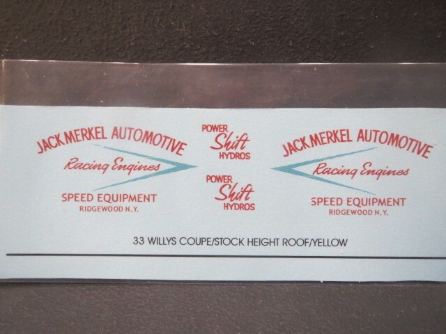Jack Merkel 33′ Willys Coupe AA/GS 1/25 Decal from Fremont Racing Specialties