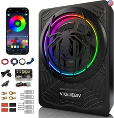 1200W RGB Subwoofer, Slim Underseat Car Subwoofer and Amp Package with RGB