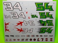 Waterslide decal sheet race car flames #54 1/25 1934 34 Ford SLAMMER MODIFIED