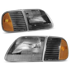 Headlight Assembly Black Housing Amber Reflector Clear Lens Fit 97-03 F150
