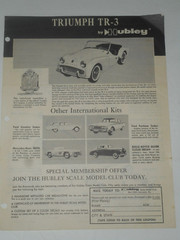 HUBLEY TRIUMPH TR-3 Model No. 150K Directions & Parts List ONLY NO MODEL
